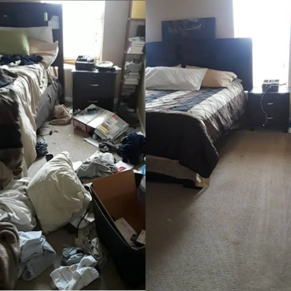 before and after bedroom cleaning