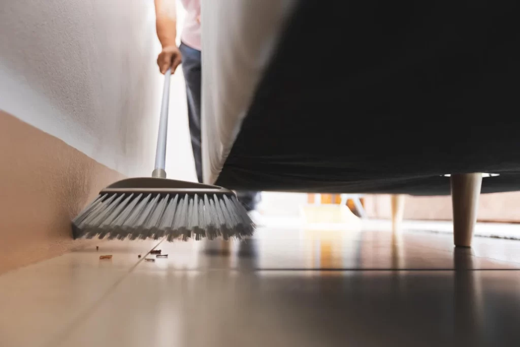 Low section of man working at home